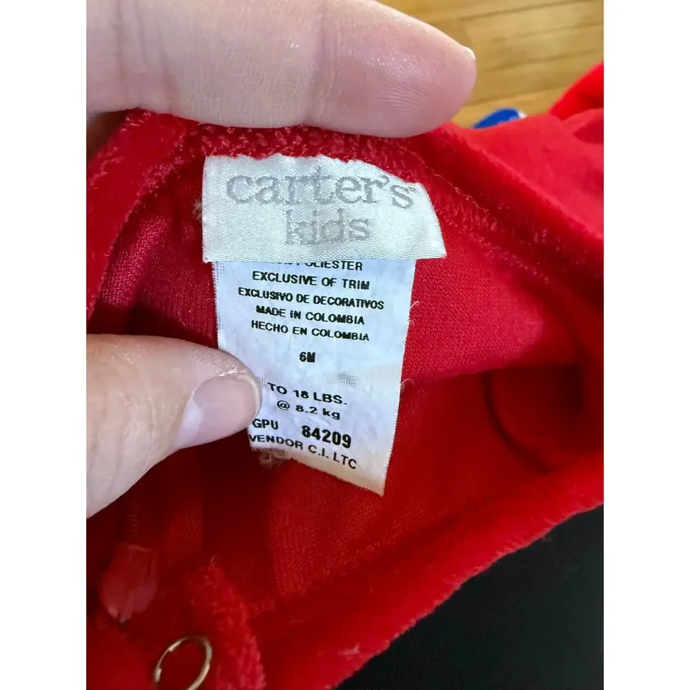Carters Kids vintage red‎ reindeer sleeper button up holiday pjs